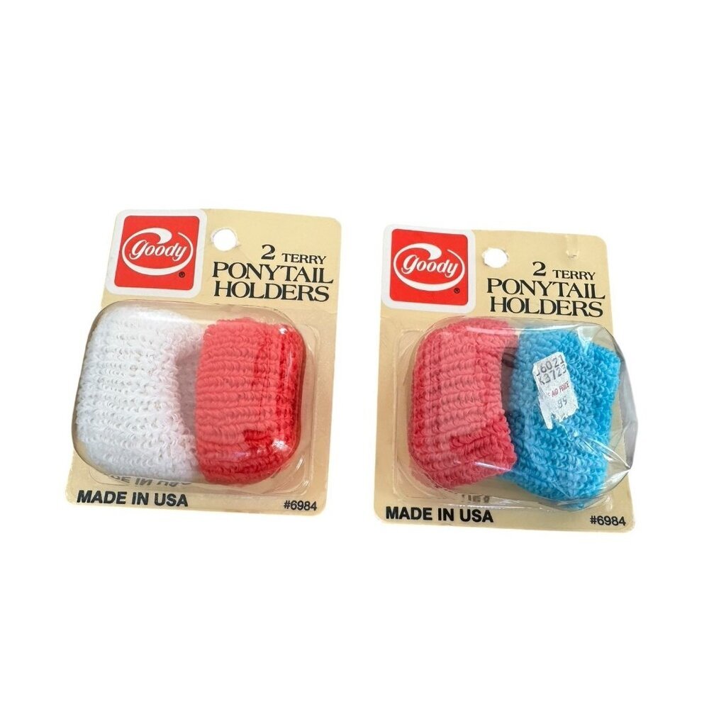 Goody Vintage‎ 1975 Terry Stretch Ponytail Holders Scrunchies USA Made NOS #6984